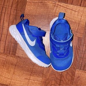 Blue Nike running shoes